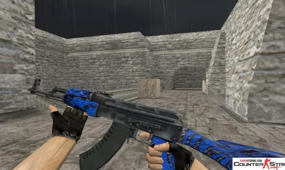 Модель HD AK-47 «Blue Laminate» с анимацией осмотра для CS 1.6