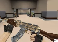 Модель HD AK-47 «Cartel Gold» с анимацией осмотра для CS 1.6