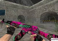 Модель HD AK-47 «Neon Revolution» с наклейками для CS 1.6